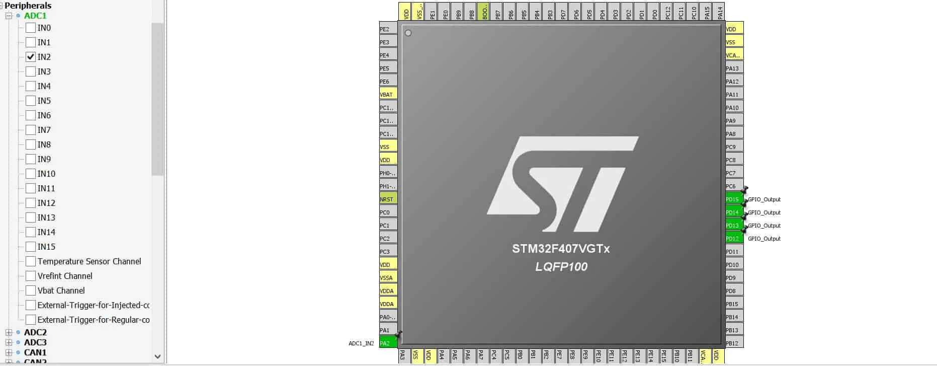 STM32 ADC pins configuration.
