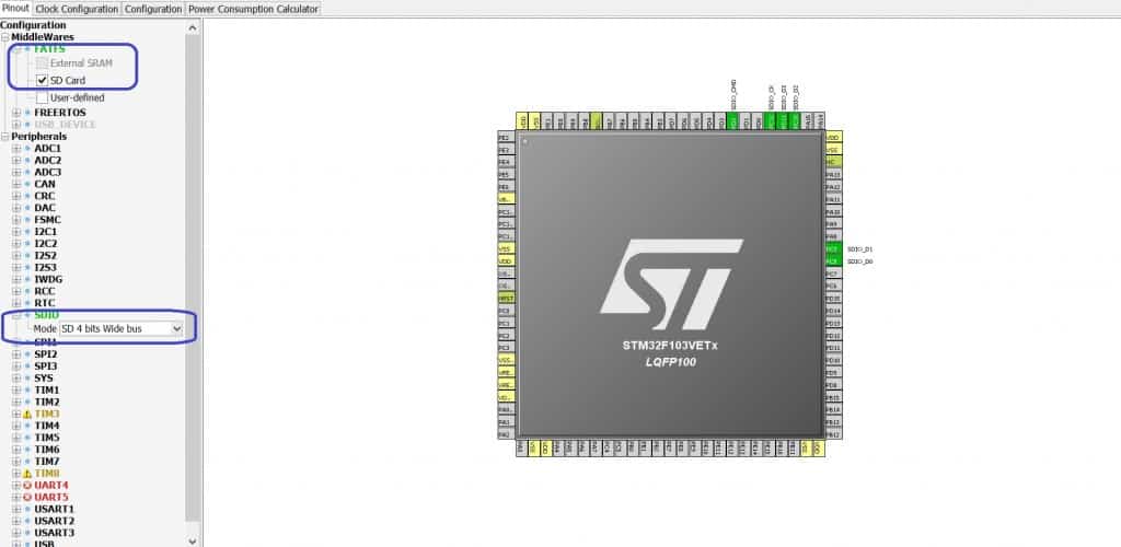 STM32CubeMx. Connecting SD card to STM32 microcontroller.