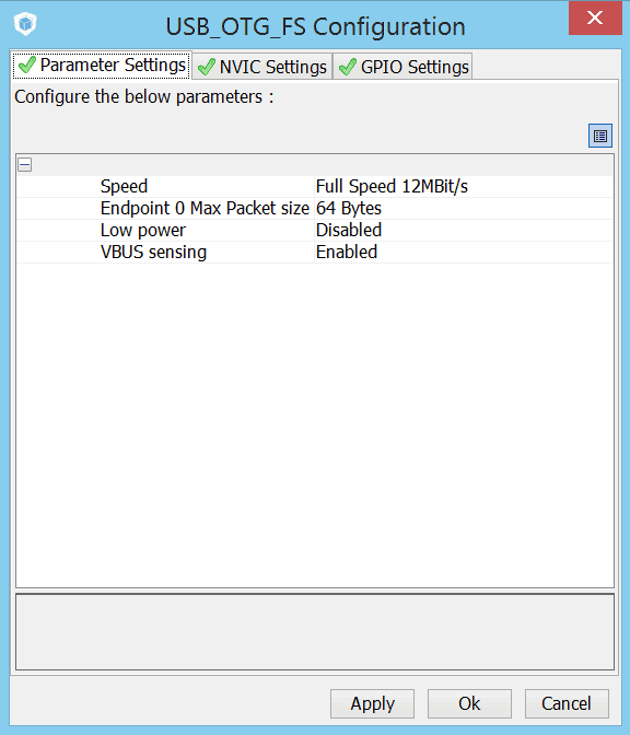 Virtual COM port driver settings.