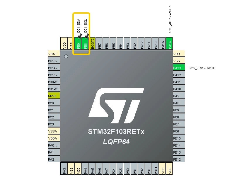 STM32 I2C pinout.