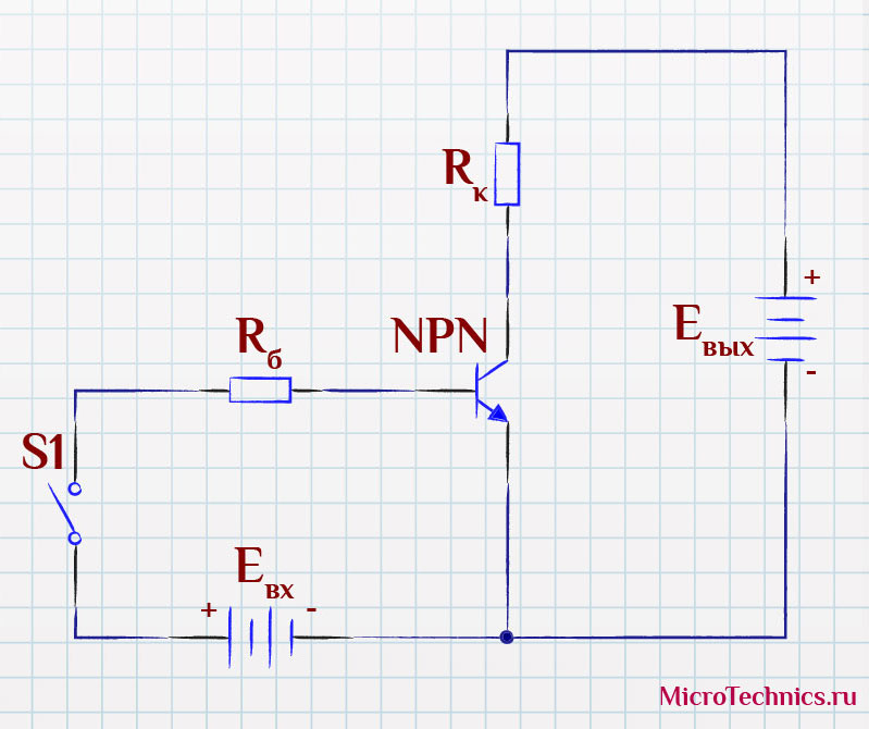 Схема ключа на n-p-n транзисторе