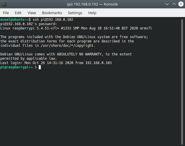 Linux SSH Raspberry Pi