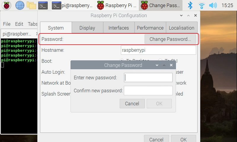 Raspberry Pi Configuration изменение пароля