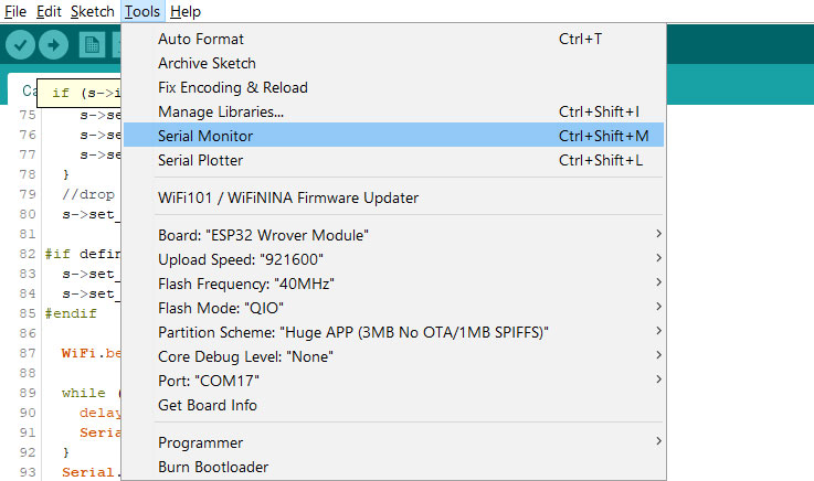 Arduino IDE Serial Monitor.