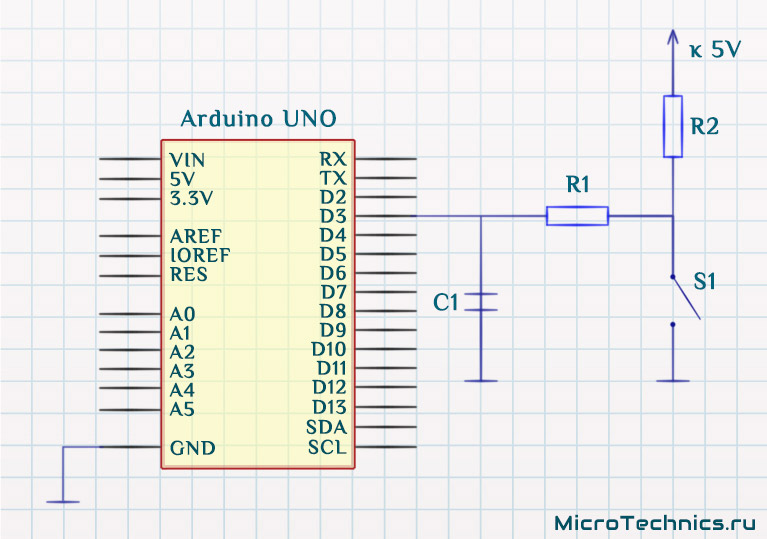 Устранение дребезга на Arduino Uno.