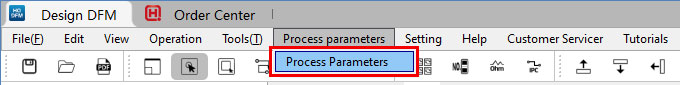 DFM Tool process parameters.